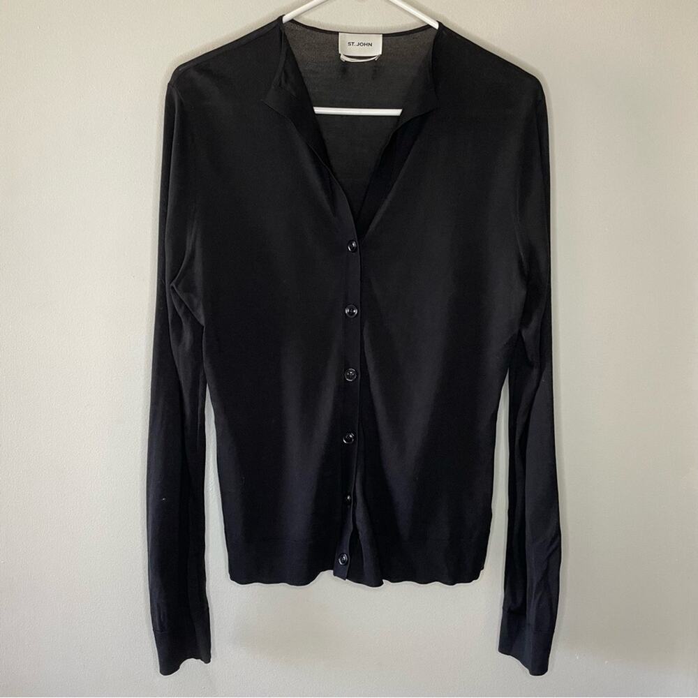 St. John Silk Blend Black Cardigan Size M
